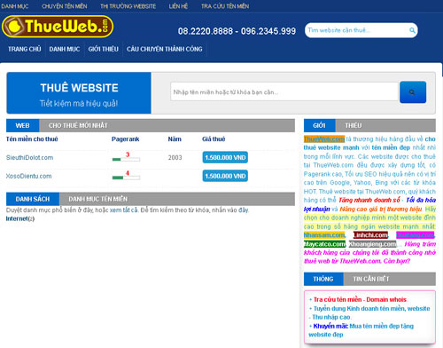 Cho thuê website