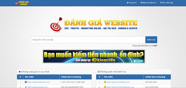 Đánh giá website, định giá trị website