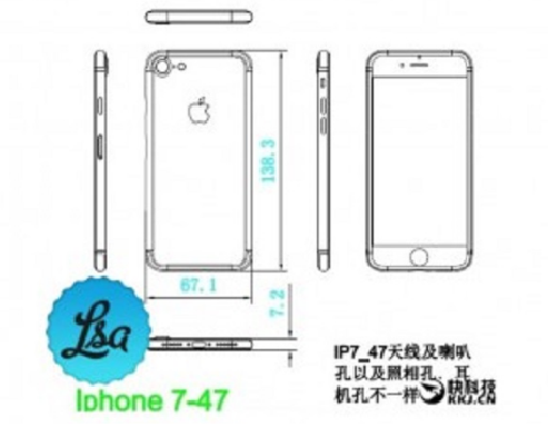 Sơ đồ thiết kế của iPhone 7.